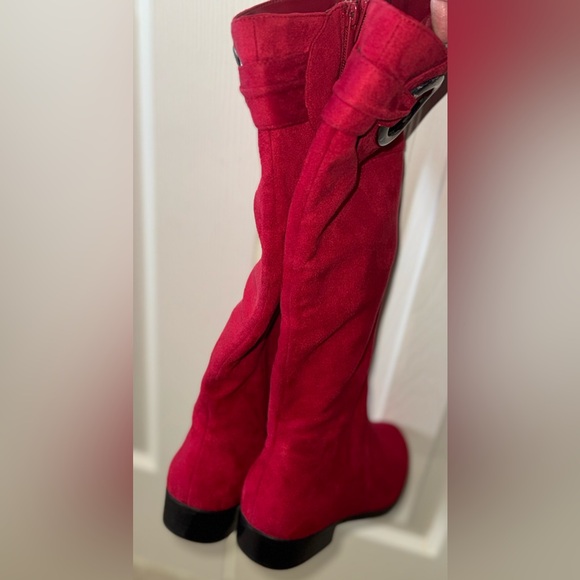 Impo Red Heeled Boots with Buckle Detail - Picture 2 of 4